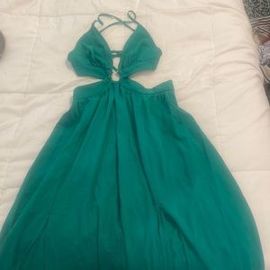 Strapped emerald green maxi